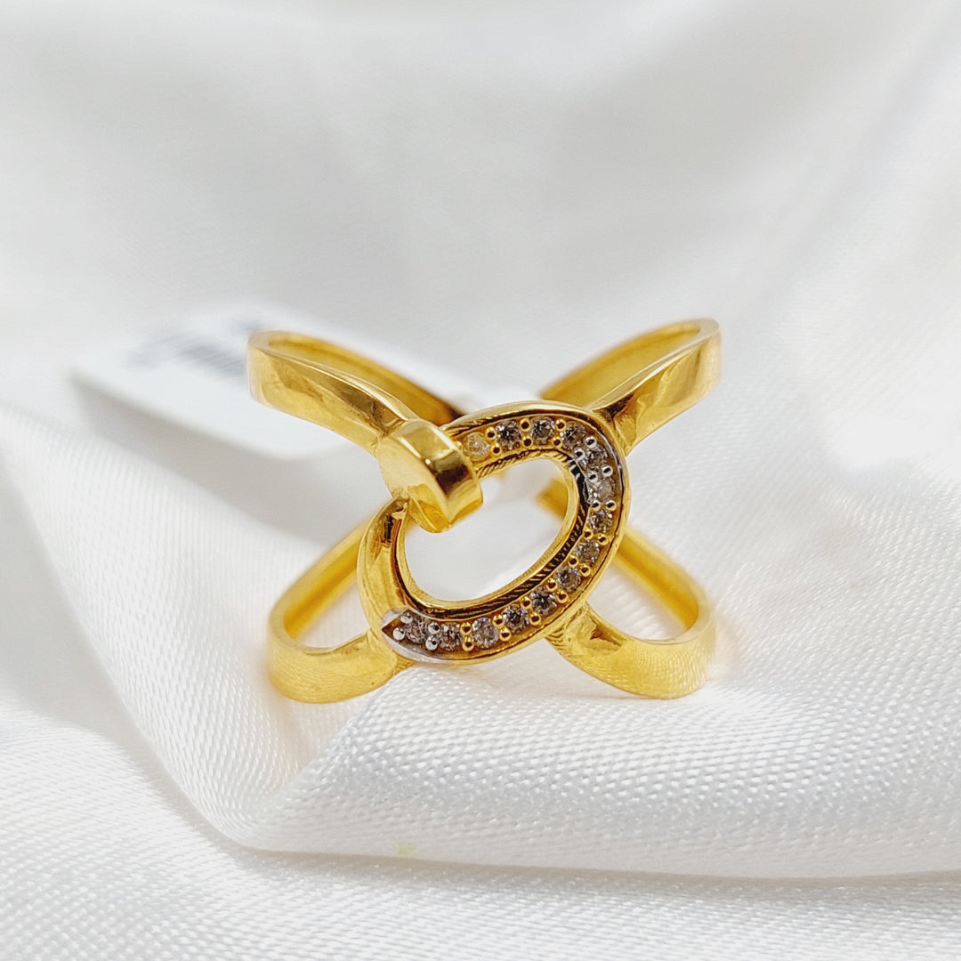 Zircon Studded Nail Ring  Made Of 21K Yellow Gold by Saeed Jewelry-29848