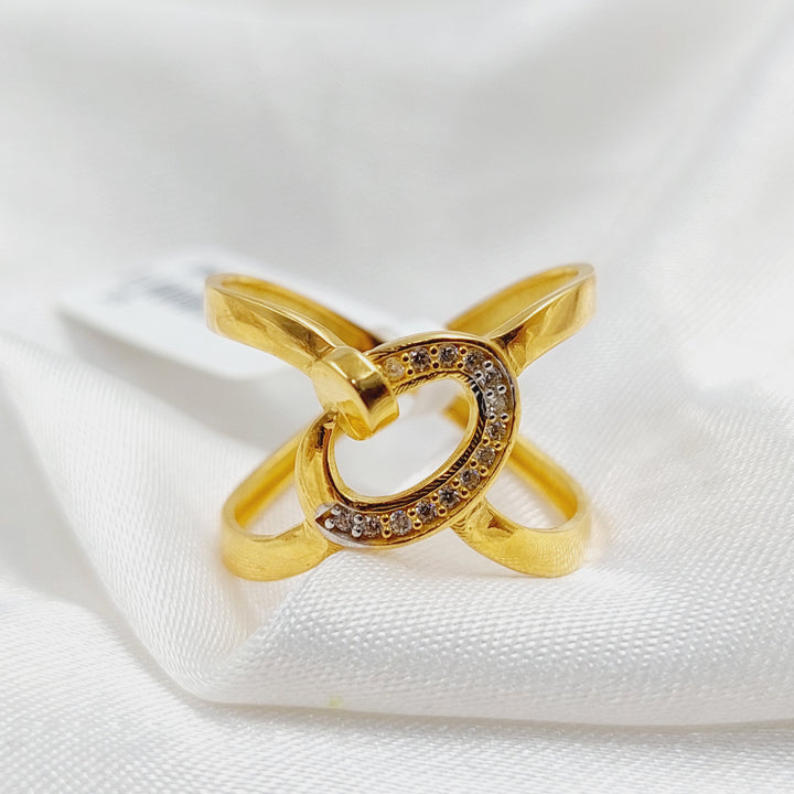Zircon Studded Nail Ring  Made Of 21K Yellow Gold by Saeed Jewelry-29848
