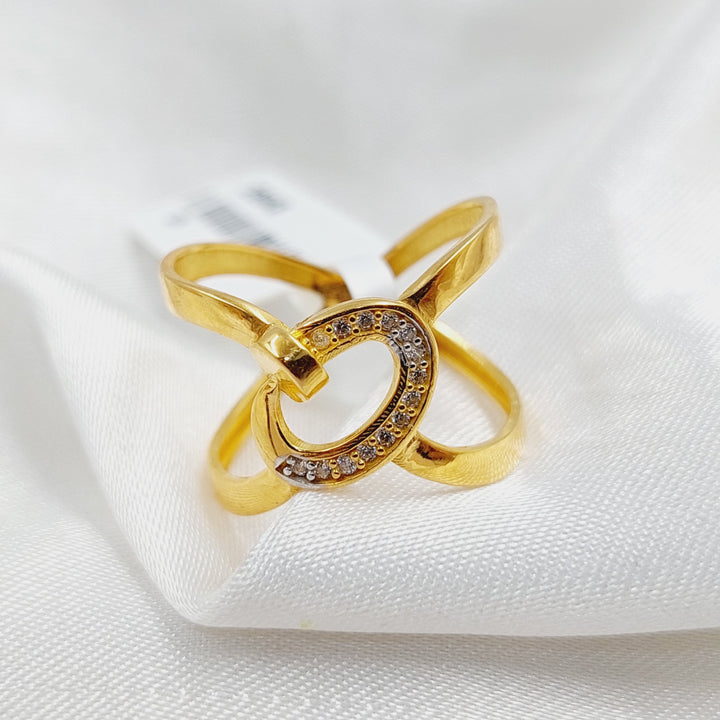 Zircon Studded Nail Ring  Made Of 21K Yellow Gold by Saeed Jewelry-29848