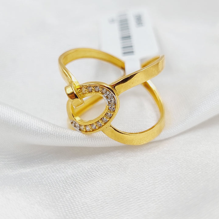Zircon Studded Nail Ring  Made Of 21K Yellow Gold by Saeed Jewelry-29848