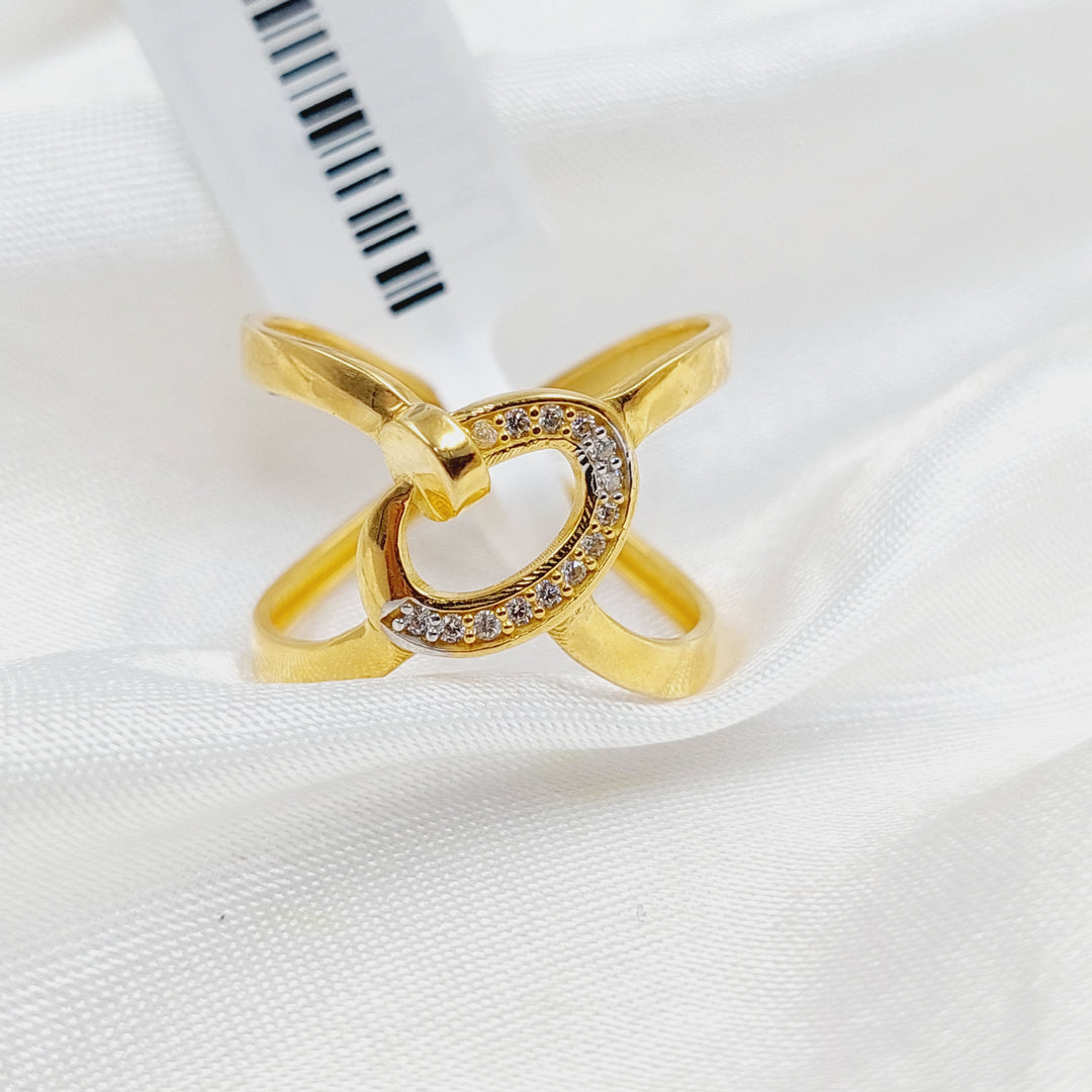 Zircon Studded Nail Ring  Made Of 21K Yellow Gold by Saeed Jewelry-29848