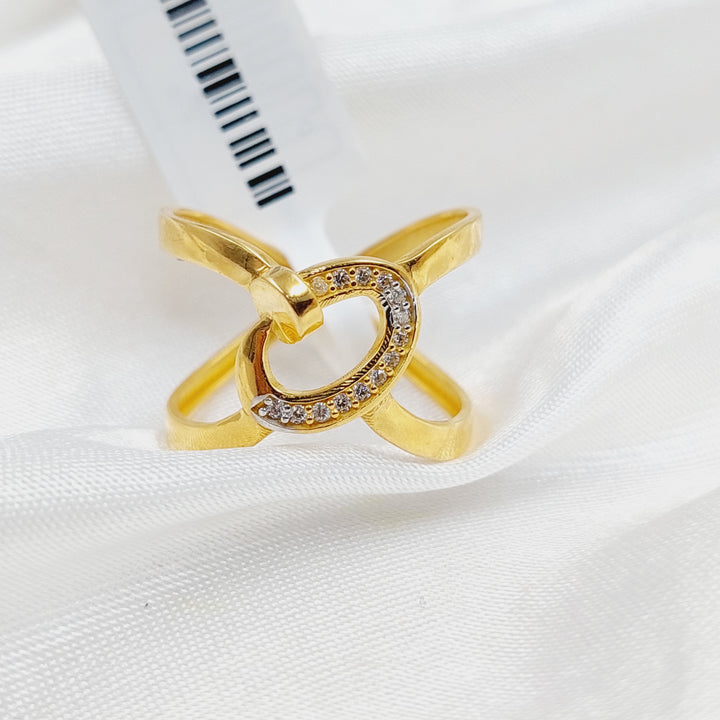 Zircon Studded Nail Ring  Made Of 21K Yellow Gold by Saeed Jewelry-29848