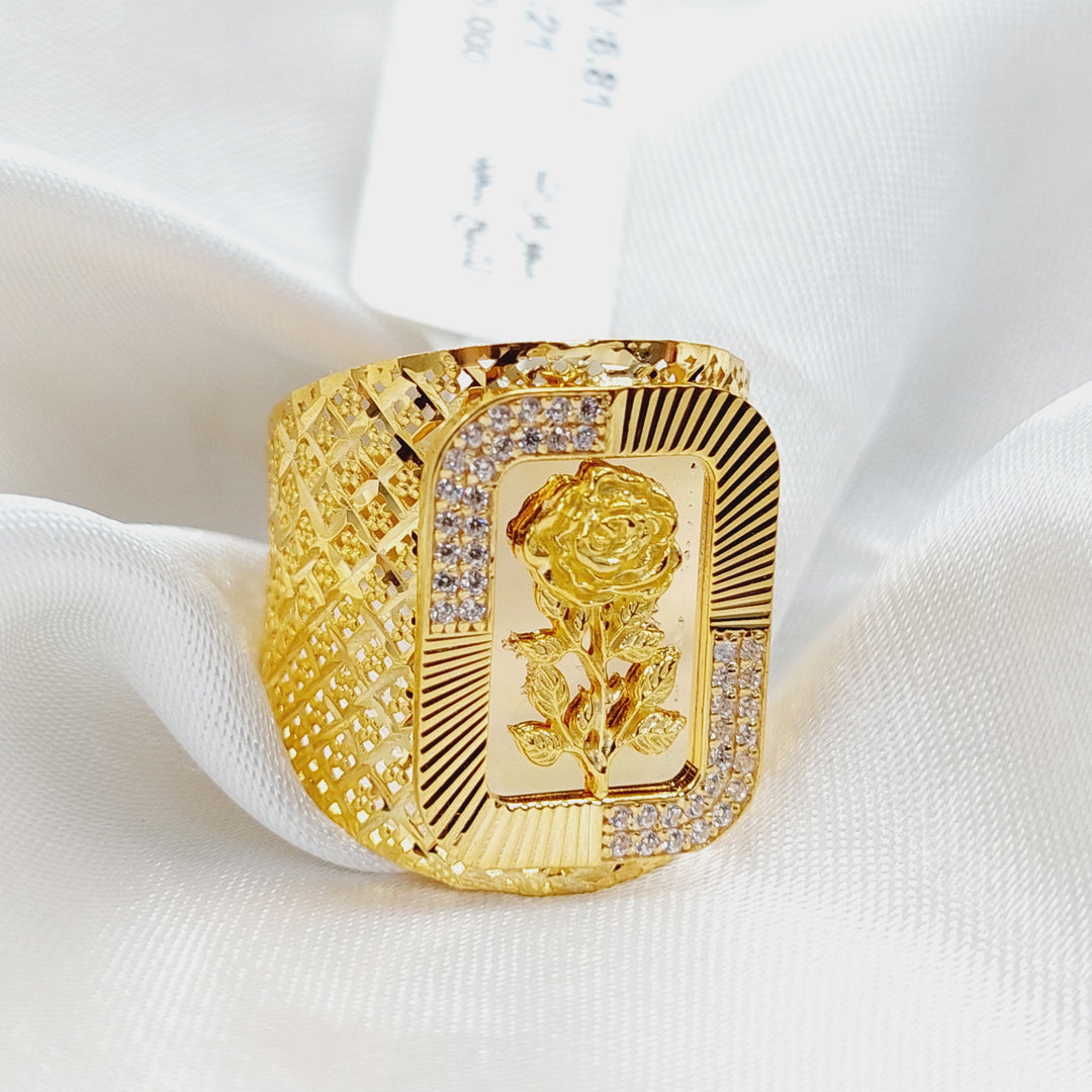 Zircon Studded Ounce Ring  Made Of 21K Yellow Gold by Saeed Jewelry-29833