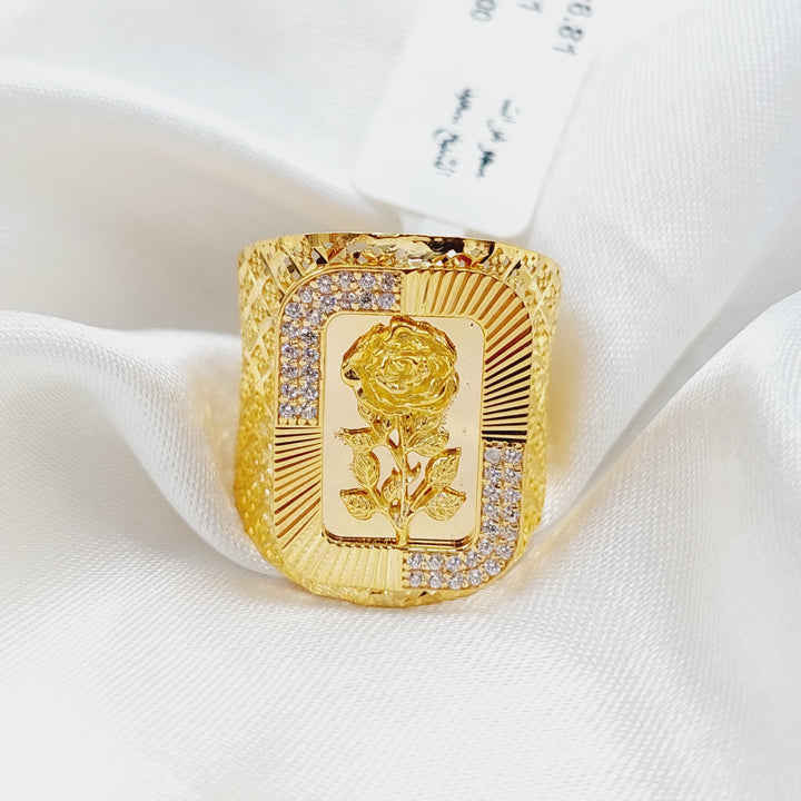 Zircon Studded Ounce Ring  Made Of 21K Yellow Gold by Saeed Jewelry-29833