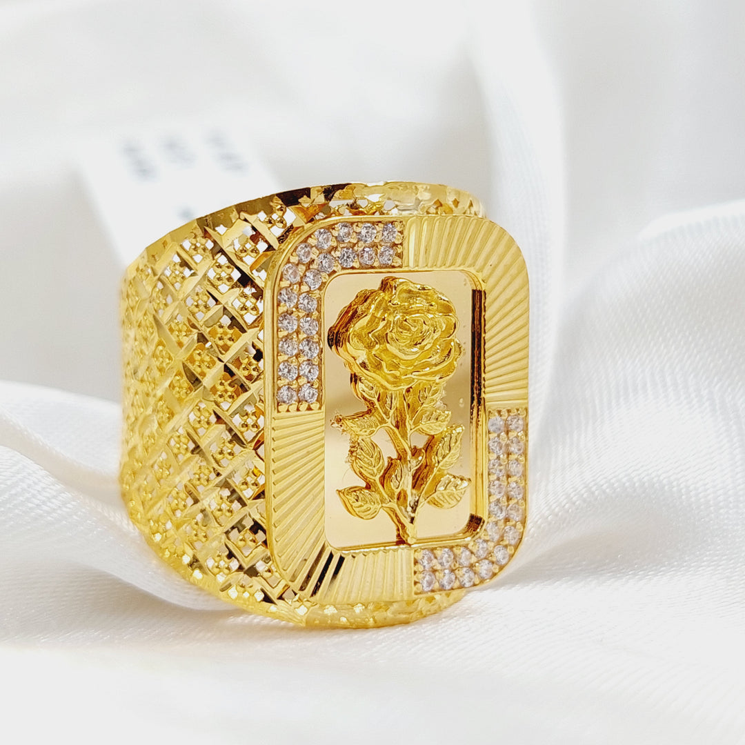 Zircon Studded Ounce Ring  Made Of 21K Yellow Gold by Saeed Jewelry-29833