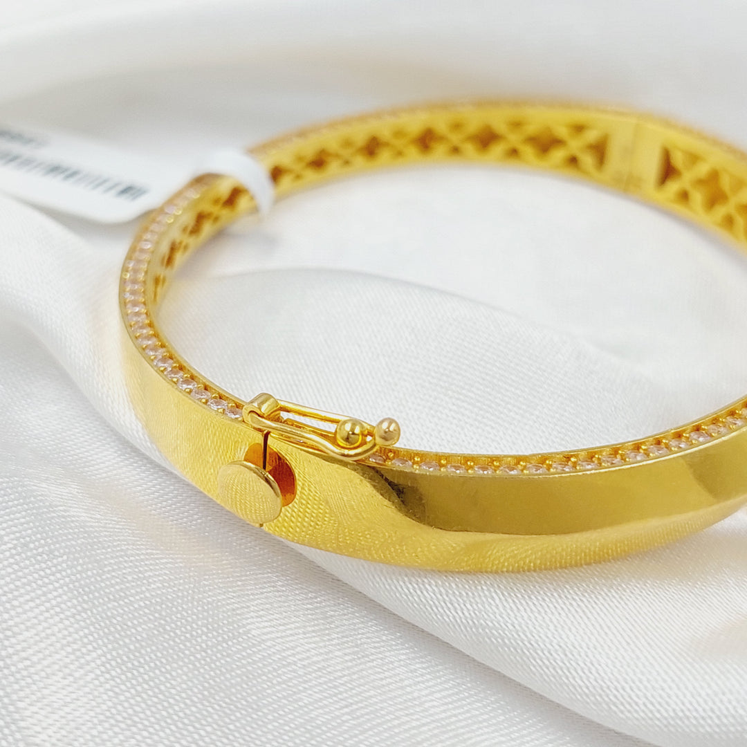 Zircon Studded Oval Bracelet  Made Of 21K Yellow Gold by Saeed Jewelry-28942