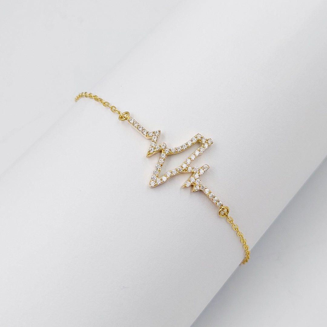 Zircon Studded Palestine Bracelet  Made of 18K Yellow Gold by Saeed Jewelry-30987