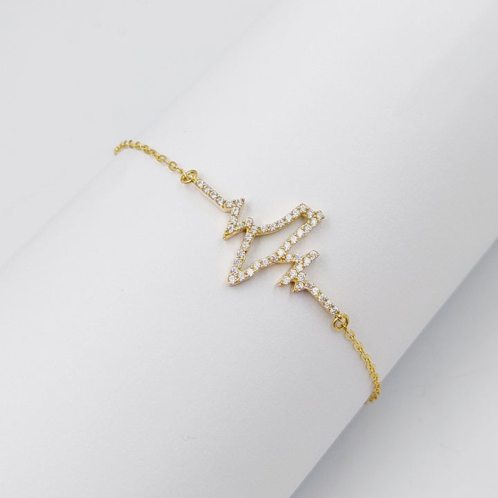 Zircon Studded Palestine Bracelet  Made of 18K Yellow Gold by Saeed Jewelry-30987