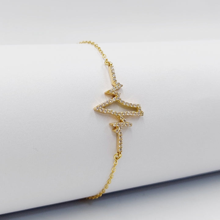 Zircon Studded Palestine Bracelet  Made of 18K Yellow Gold by Saeed Jewelry-30987