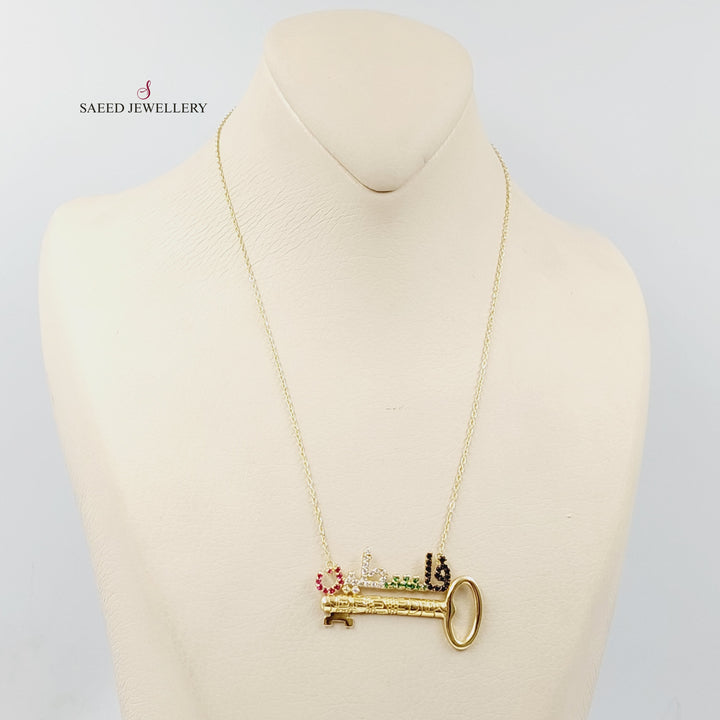 Zircon Studded Palestine Necklace  Made Of 18K Yellow Gold by Saeed Jewelry-29389