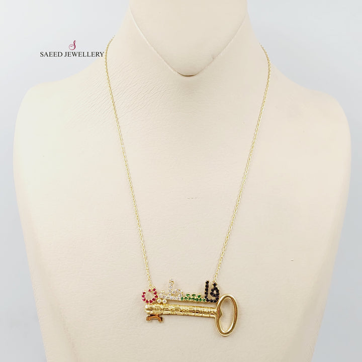 Zircon Studded Palestine Necklace  Made Of 18K Yellow Gold by Saeed Jewelry-29389