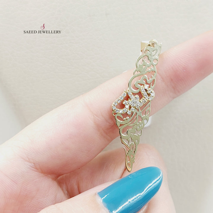 Zircon Studded Palestine Pendant  Made Of 18K Yellow Gold by Saeed Jewelry-29873