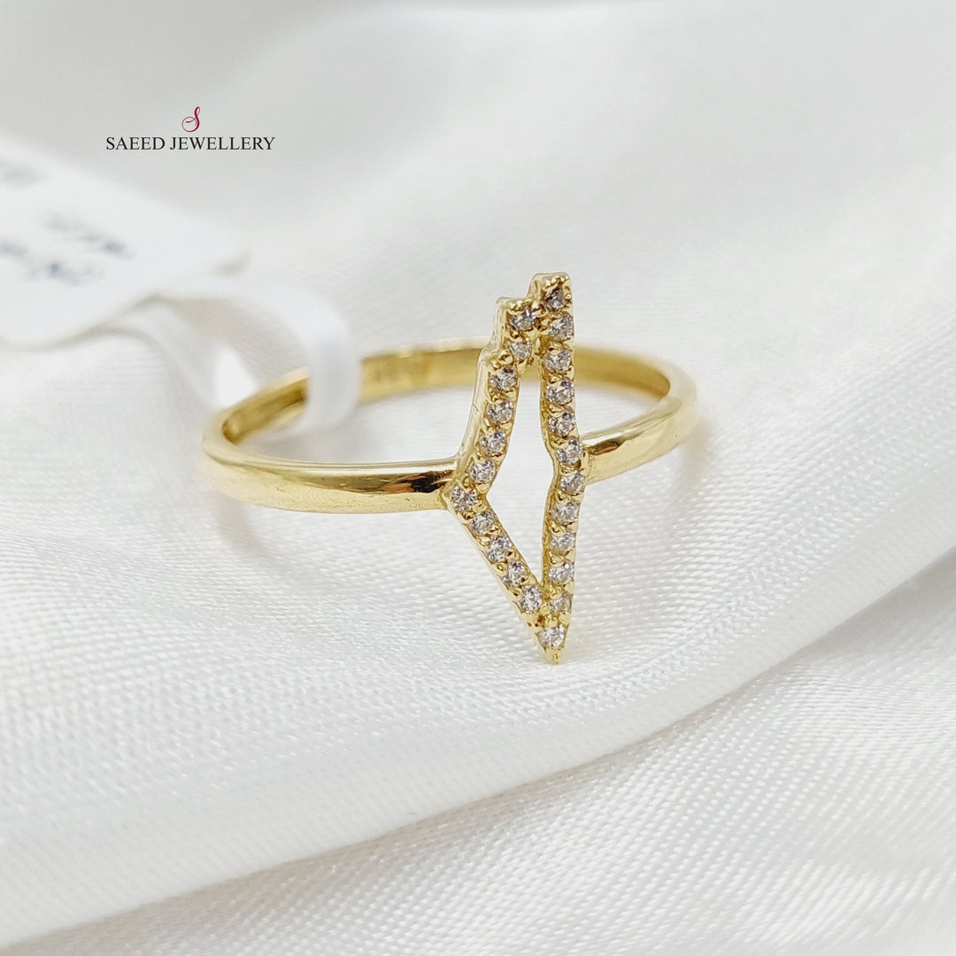 Zircon Studded Palestine Ring  Made Of 18K Yellow Gold by Saeed Jewelry-29397