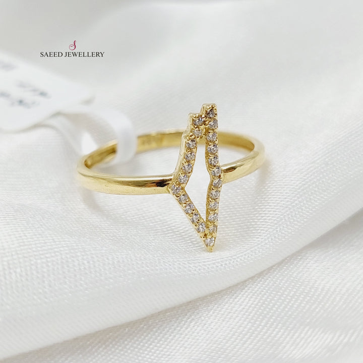 Zircon Studded Palestine Ring  Made Of 18K Yellow Gold by Saeed Jewelry-29397