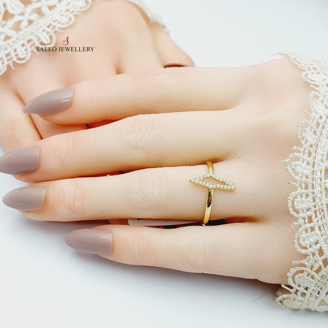 Zircon Studded Palestine Ring  Made Of 18K Yellow Gold by Saeed Jewelry-29397