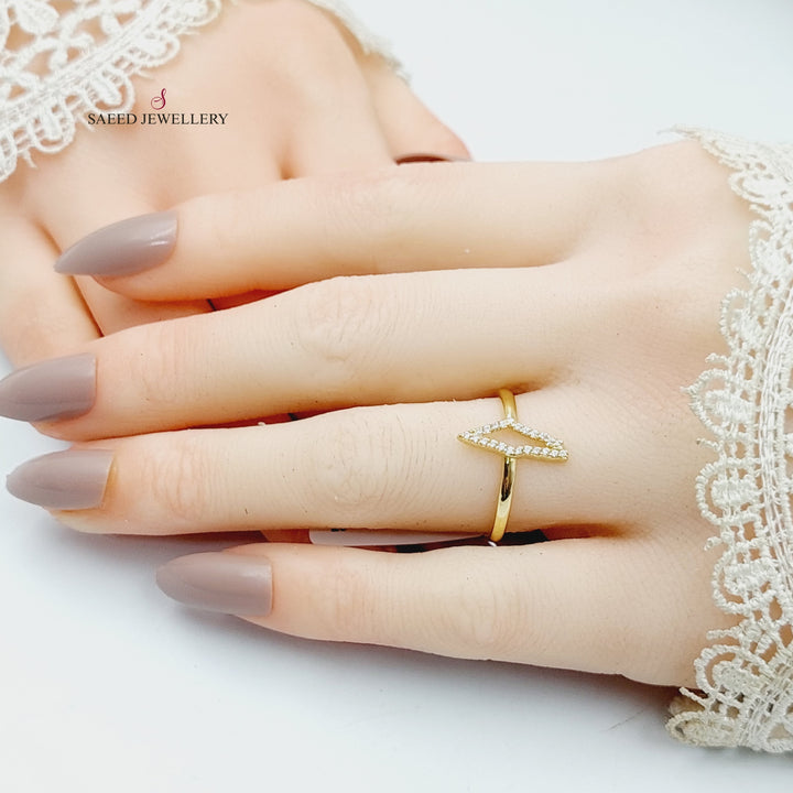 Zircon Studded Palestine Ring  Made Of 18K Yellow Gold by Saeed Jewelry-29397