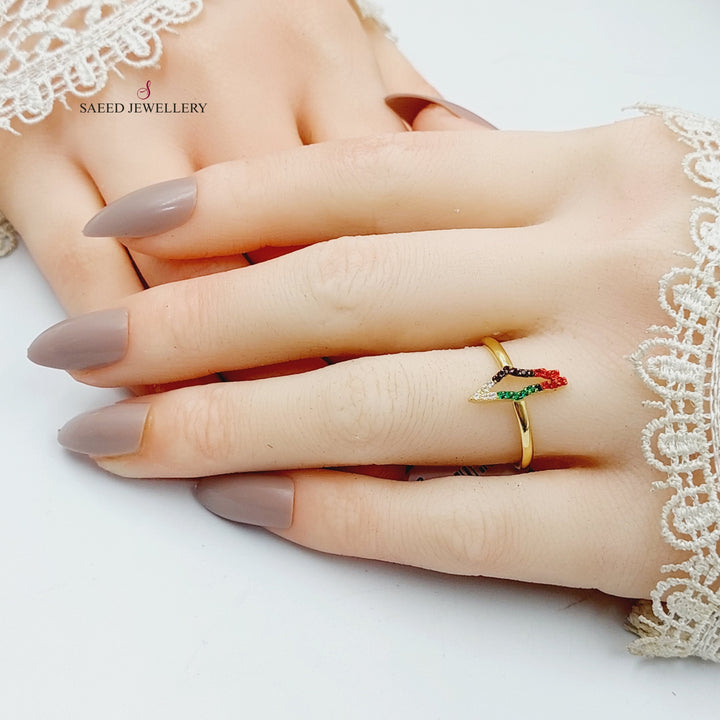 Zircon Studded Palestine Ring  Made Of 18K Yellow Gold by Saeed Jewelry-29398