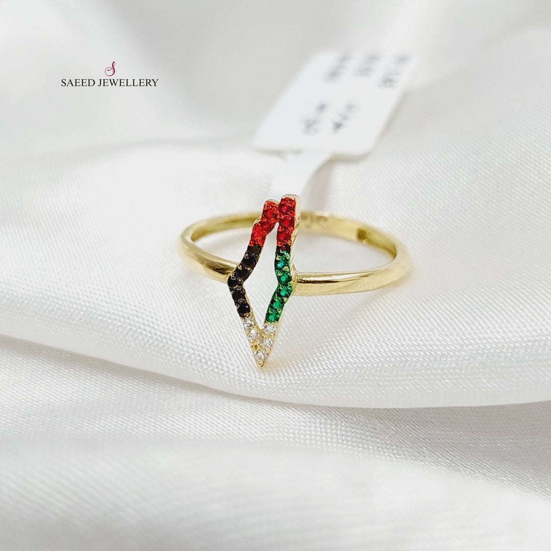 Zircon Studded Palestine Ring  Made Of 18K Yellow Gold by Saeed Jewelry-29398