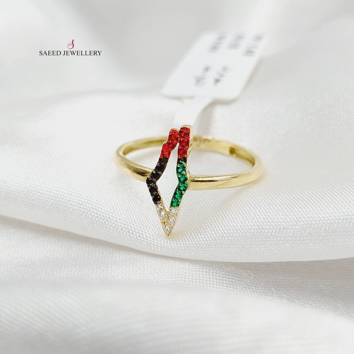 Zircon Studded Palestine Ring  Made Of 18K Yellow Gold by Saeed Jewelry-29398