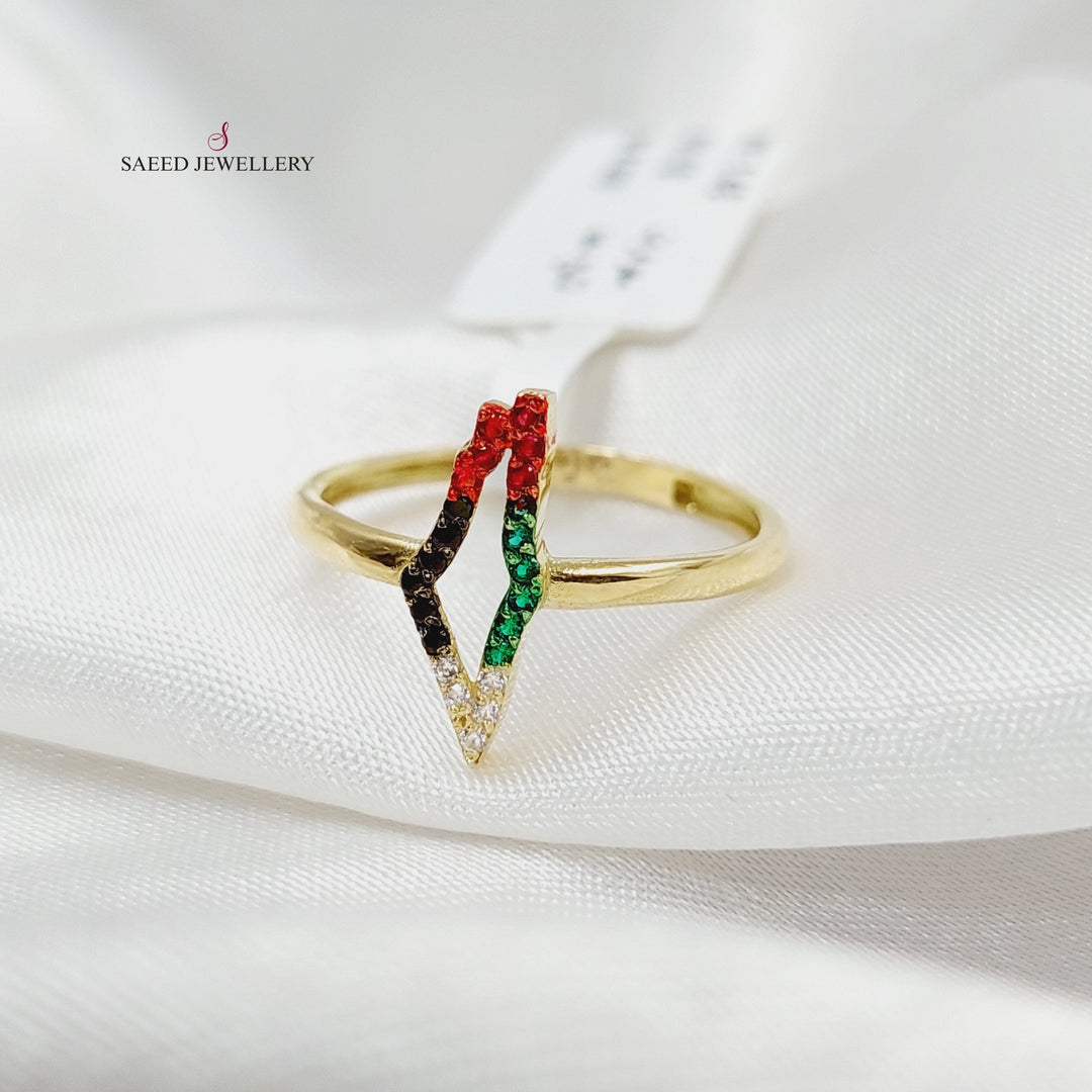 Zircon Studded Palestine Ring  Made Of 18K Yellow Gold by Saeed Jewelry-29398