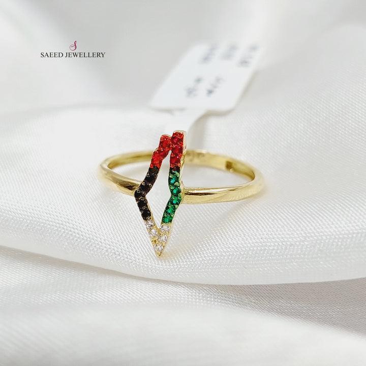Zircon Studded Palestine Ring  Made Of 18K Yellow Gold by Saeed Jewelry-29398