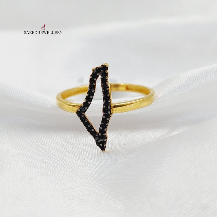 Zircon Studded Palestine Ring  Made of 21K Yellow Gold by Saeed Jewelry-31021