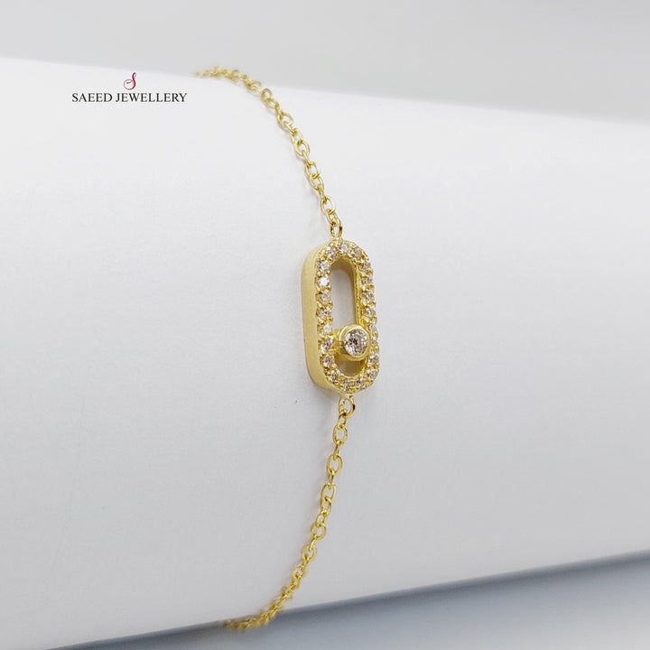 Zircon Studded Paperclip Bracelet  Made Of 18K Yellow Gold by Saeed Jewelry-30130