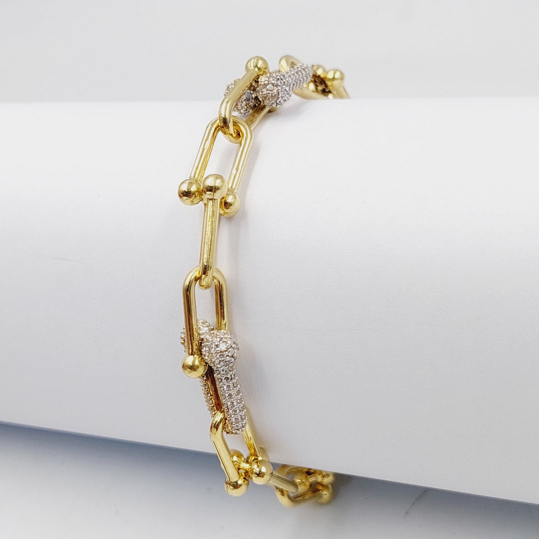 Zircon Studded Paperclip Bracelet  Made Of 18K Yellow Gold by Saeed Jewelry-30245