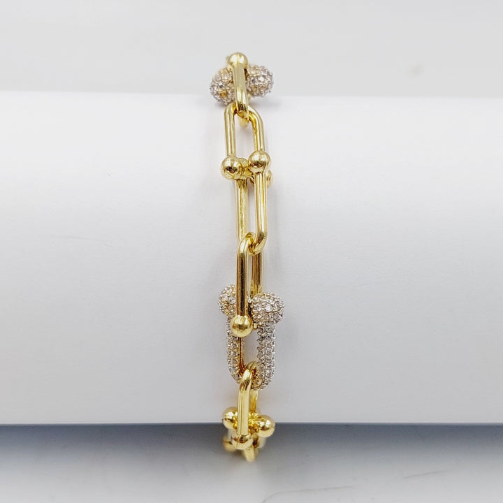 Zircon Studded Paperclip Bracelet  Made Of 18K Yellow Gold by Saeed Jewelry-30245