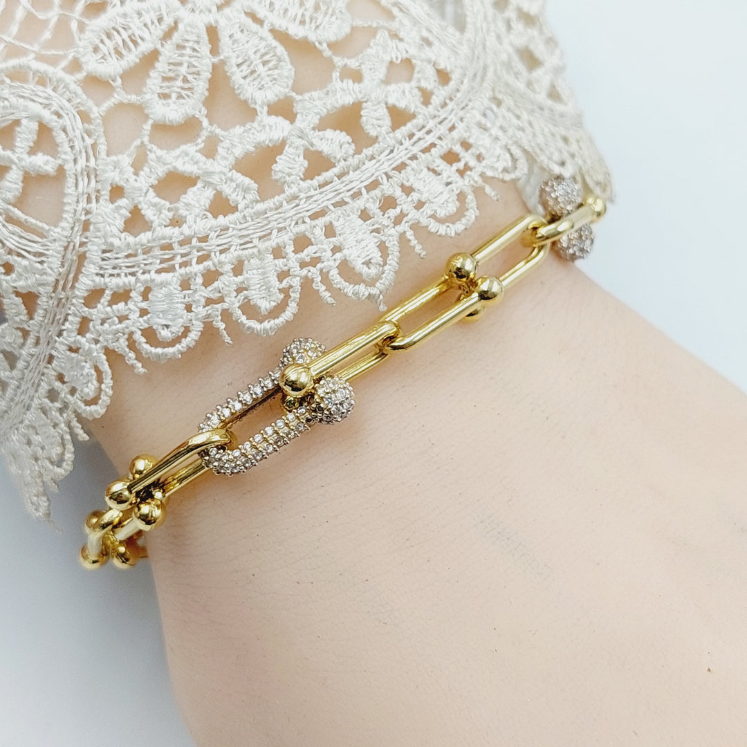 Zircon Studded Paperclip Bracelet  Made Of 18K Yellow Gold by Saeed Jewelry-30245