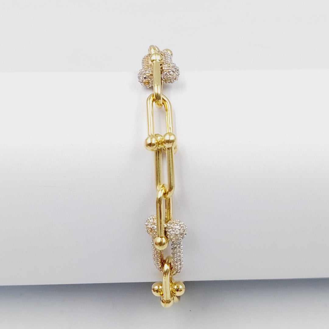 Zircon Studded Paperclip Bracelet  Made Of 18K Yellow Gold by Saeed Jewelry-30245