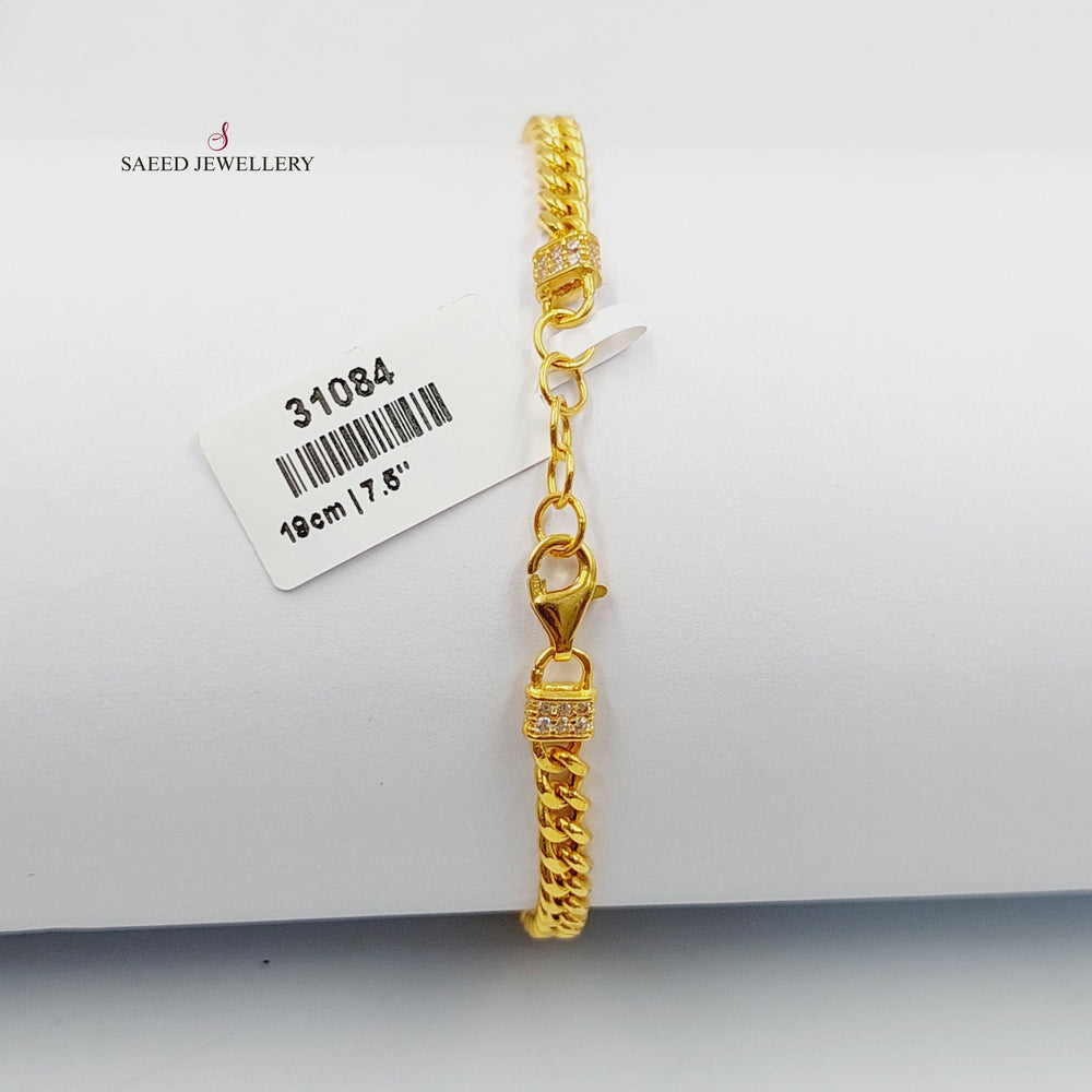 Zircon Studded Paperclip Bracelet  Made of 21K Yellow Gold by Saeed Jewelry-31084