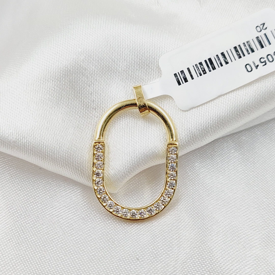 Zircon Studded Paperclip Pendant  Made Of 18K Yellow Gold by Saeed Jewelry-30510