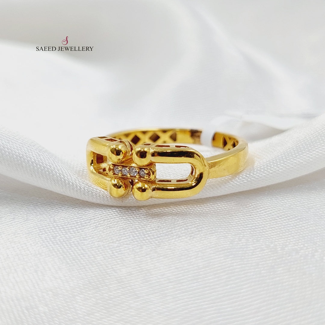 Zircon Studded Paperclip Ring  Made of 21K Yellow Gold by Saeed Jewelry-30993