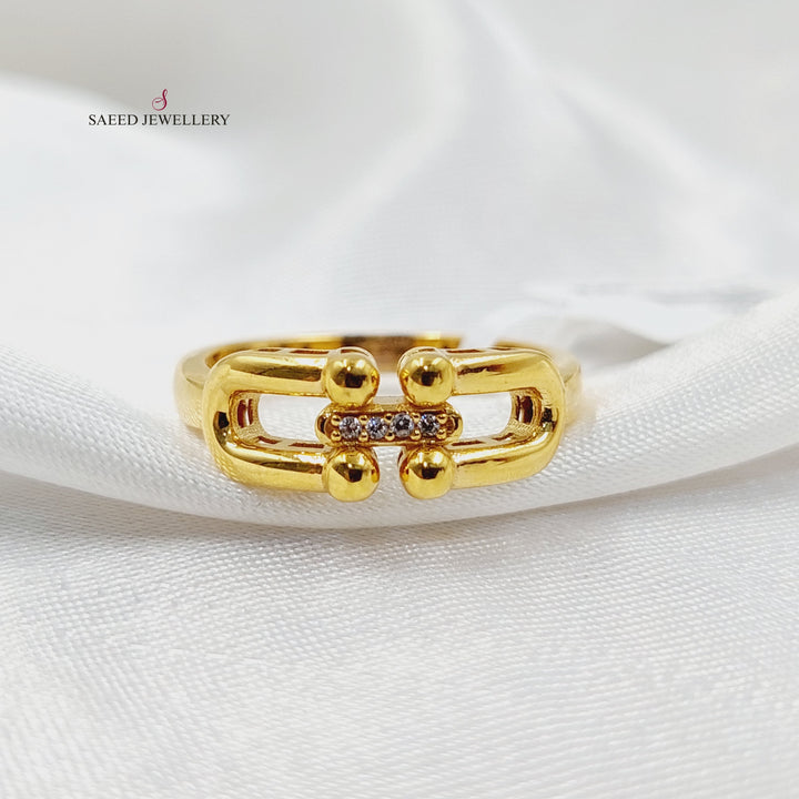 Zircon Studded Paperclip Ring  Made of 21K Yellow Gold by Saeed Jewelry-30993