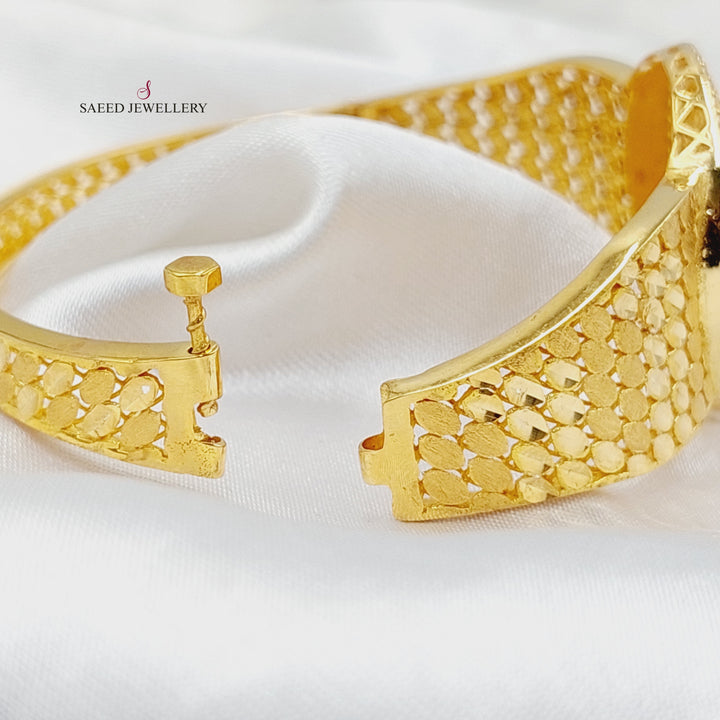 Zircon Studded Rashadi Bangle Bracelet  Made of 21K Yellow Gold by Saeed Jewelry-31127