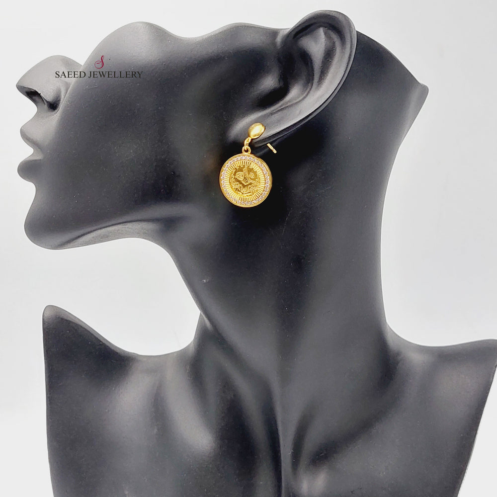Zircon Studded Rashadi Earrings  Made Of 21K Yellow Gold by Saeed Jewelry-30556