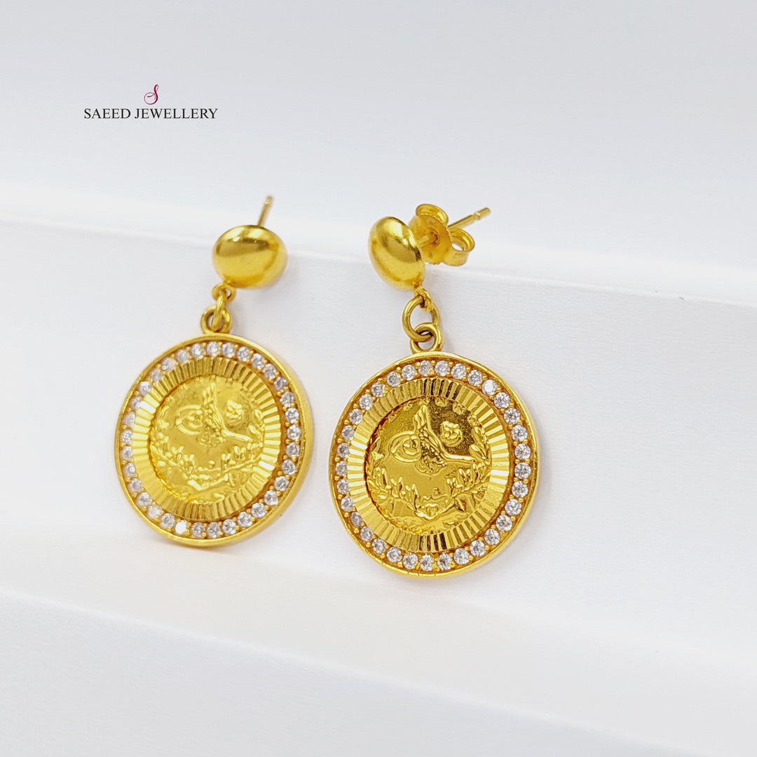 Zircon Studded Rashadi Earrings  Made Of 21K Yellow Gold by Saeed Jewelry-30556
