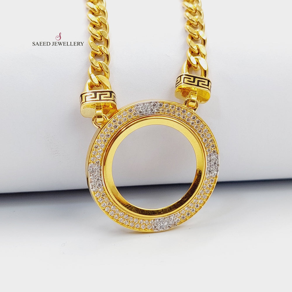 Zircon Studded Rashadi Necklace  Made Of 21K Yellow Gold by Saeed Jewelry-29862