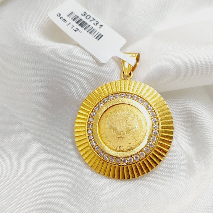 Zircon Studded Rashadi Pendant  Made Of 21K Yellow Gold by Saeed Jewelry-30731