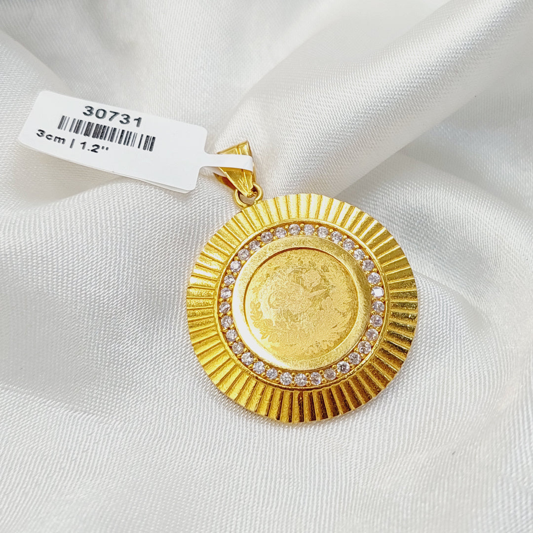 Zircon Studded Rashadi Pendant  Made Of 21K Yellow Gold by Saeed Jewelry-30731