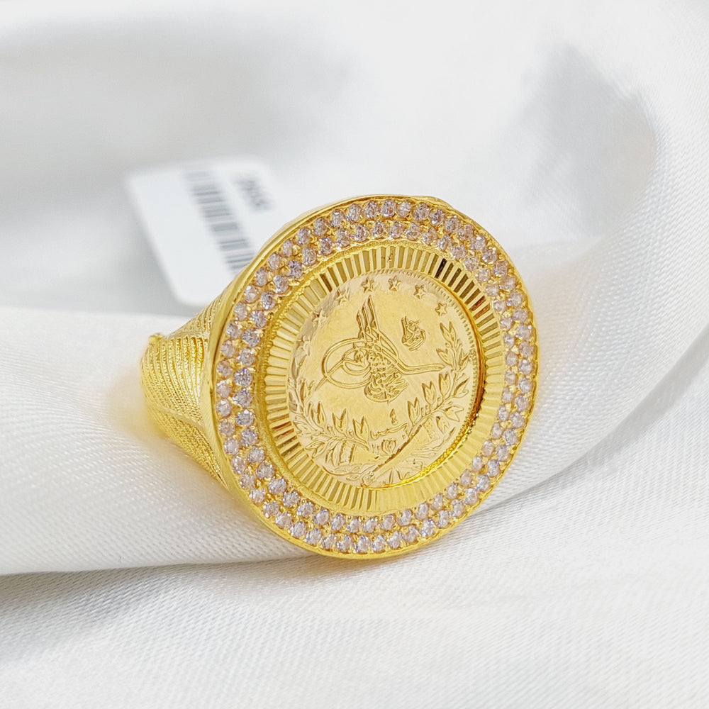 Zircon Studded Rashadi Ring  Made Of 21K Yellow Gold by Saeed Jewelry-29556