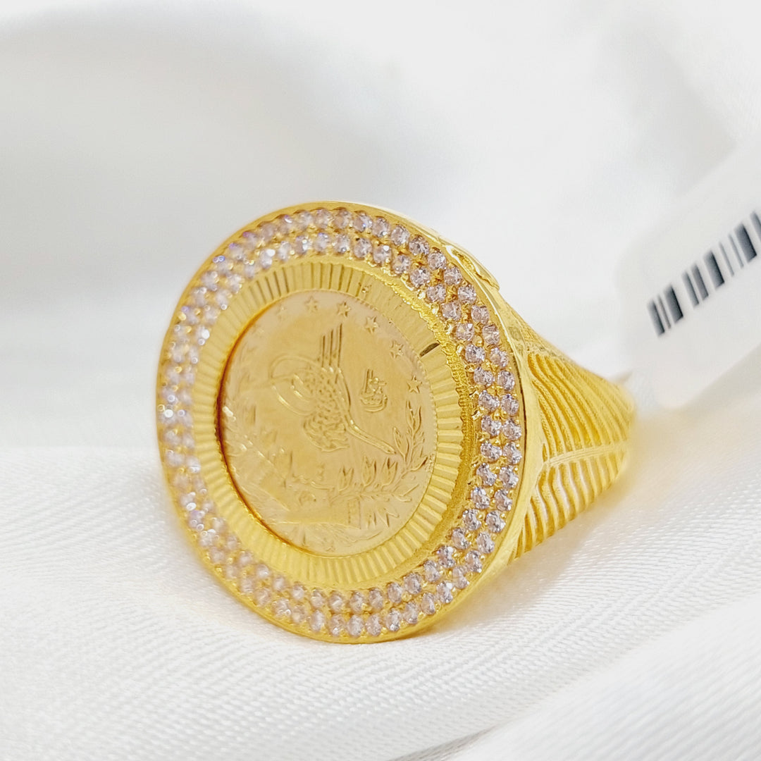 Zircon Studded Rashadi Ring  Made Of 21K Yellow Gold by Saeed Jewelry-29556