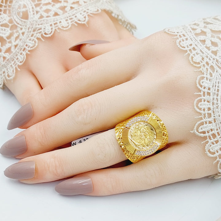 Zircon Studded Rashadi Ring  Made Of 21K Yellow Gold by Saeed Jewelry-29834