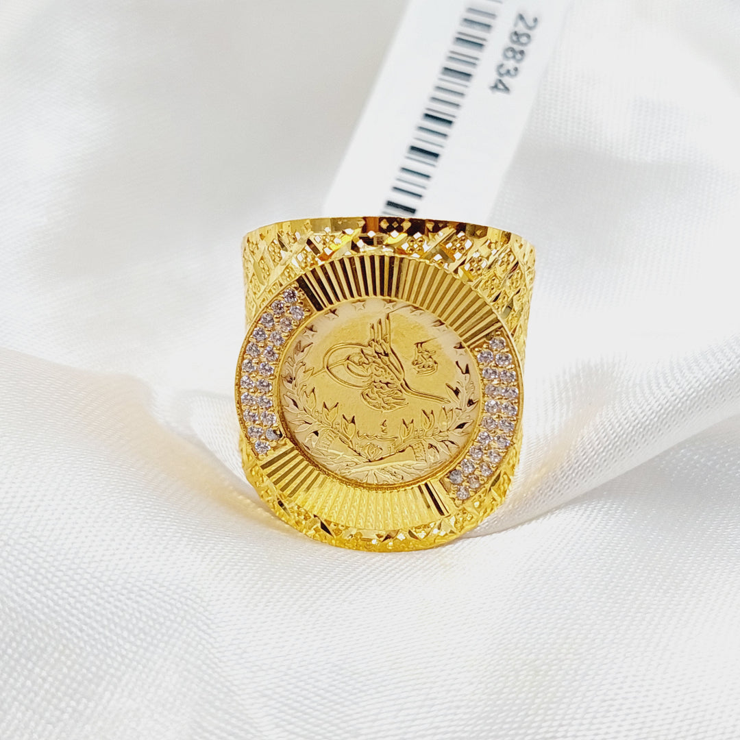 Zircon Studded Rashadi Ring  Made Of 21K Yellow Gold by Saeed Jewelry-29834