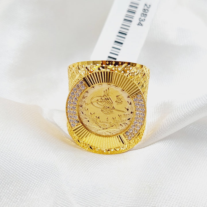 Zircon Studded Rashadi Ring  Made Of 21K Yellow Gold by Saeed Jewelry-29834