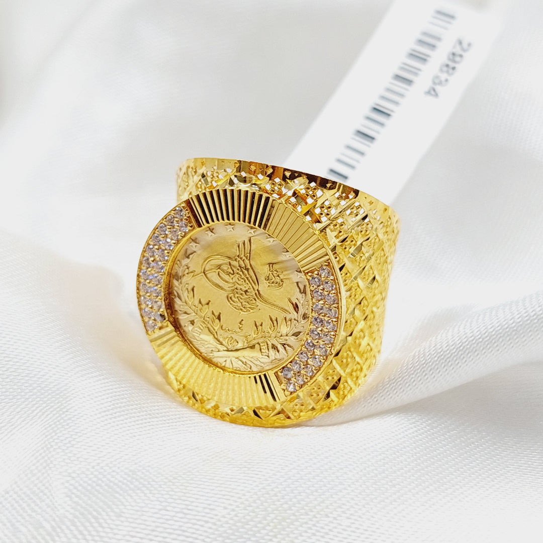 Zircon Studded Rashadi Ring  Made Of 21K Yellow Gold by Saeed Jewelry-29834