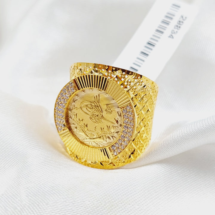 Zircon Studded Rashadi Ring  Made Of 21K Yellow Gold by Saeed Jewelry-29834