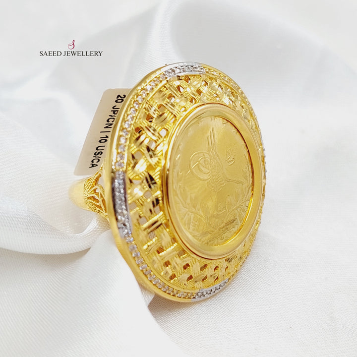 Zircon Studded Rashadi Ring  Made Of 21K Yellow Gold by Saeed Jewelry-30550