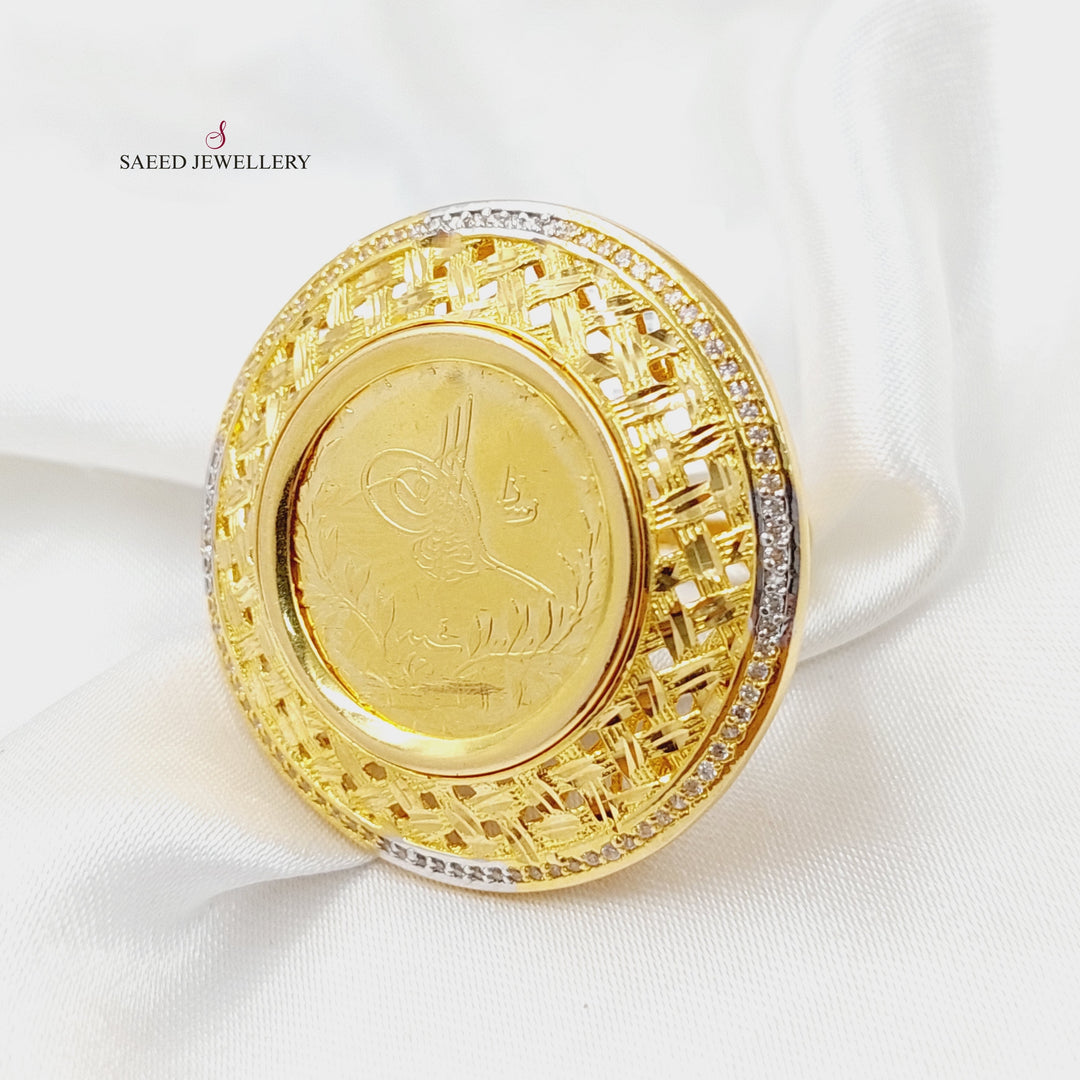 Zircon Studded Rashadi Ring  Made Of 21K Yellow Gold by Saeed Jewelry-30550